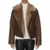Shearling Boutique Brown Oversized Shearling Biker Jacket -JacketsSale Sales 15613905 1 2