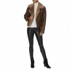 Shearling Boutique Brown Oversized Shearling Biker Jacket 9 Shearling Boutique Brown Oversized Shearling Biker Jacket -JacketsSale Sales 15613905 reshoot 3 1