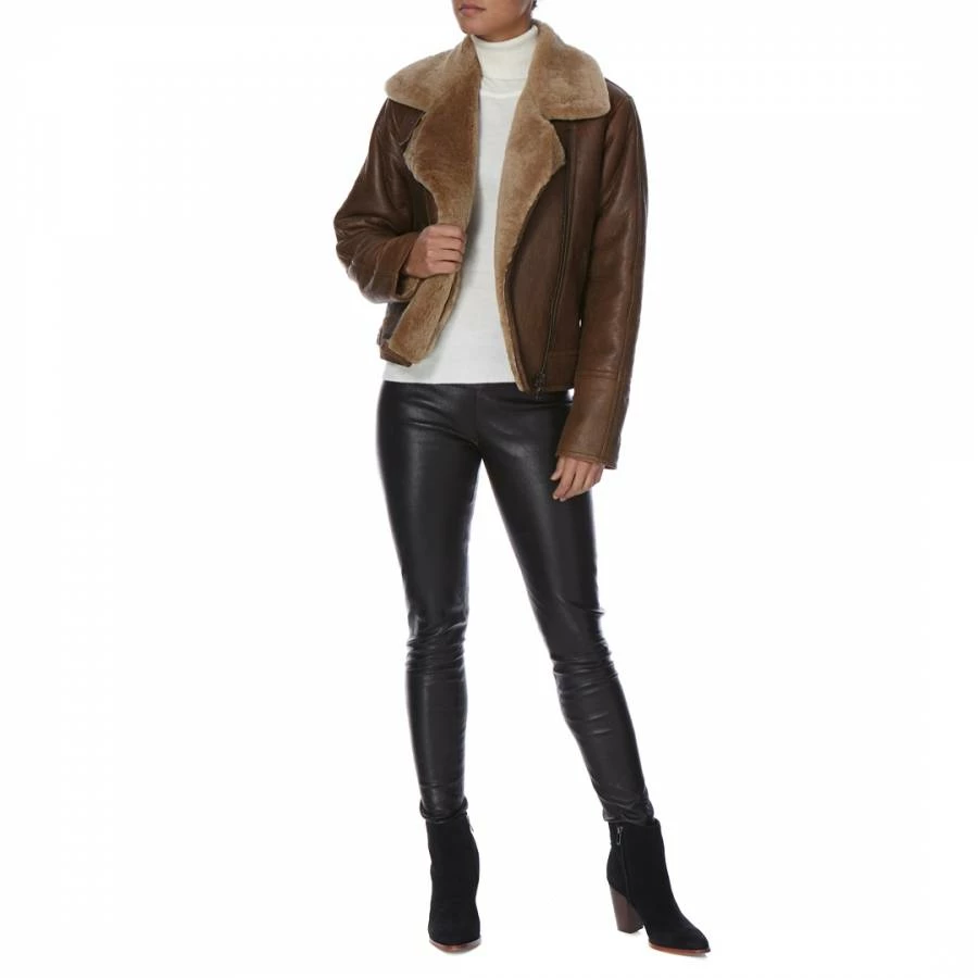 Shearling Boutique Brown Oversized Shearling Biker Jacket 5 Shearling Boutique Brown Oversized Shearling Biker Jacket - Image 3