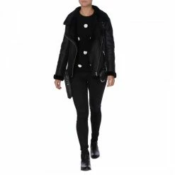 Shearling Boutique Black Merino Oversized Shearling Jacket -JacketsSale Sales 15666999 3 1