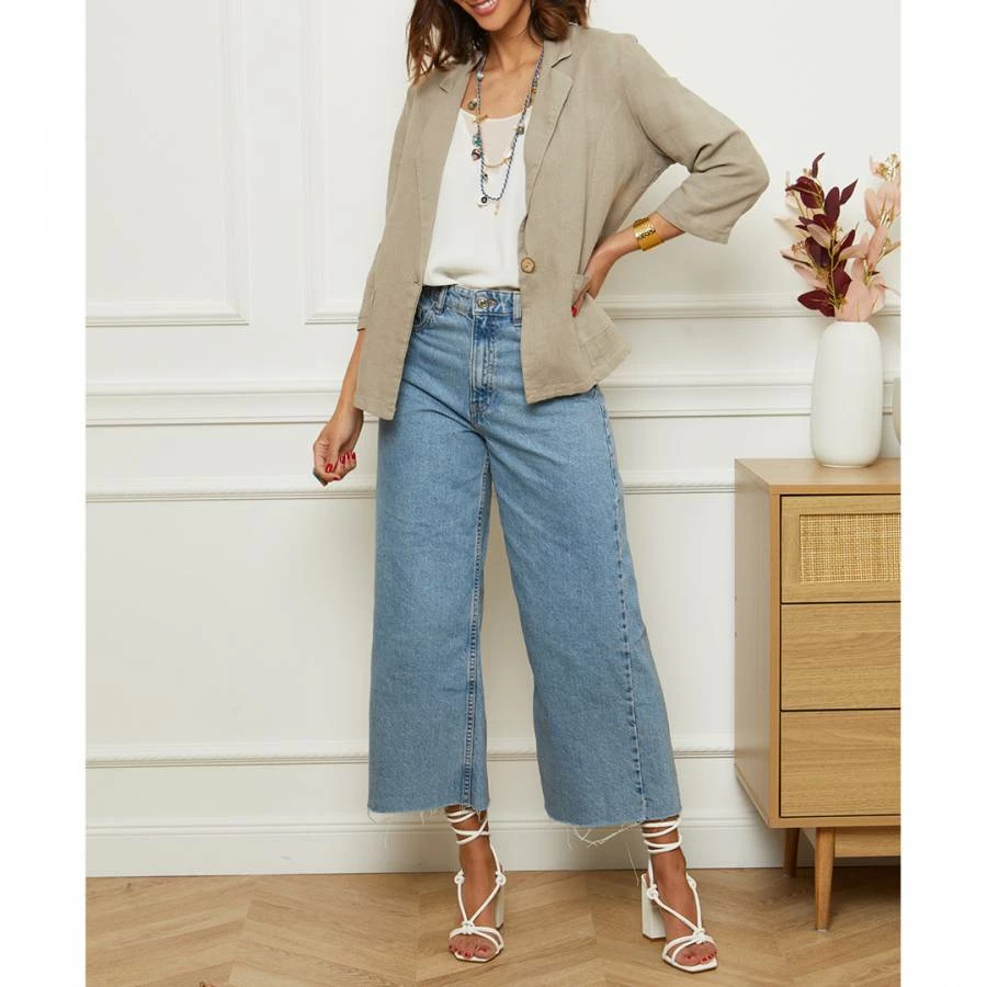 Le Monde Du Lin Taupe Long Linen Jacket 4 Le Monde Du Lin Taupe Long Linen Jacket - Image 2