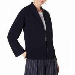 L.K. Bennett Navy Fie Satin Back Jacket