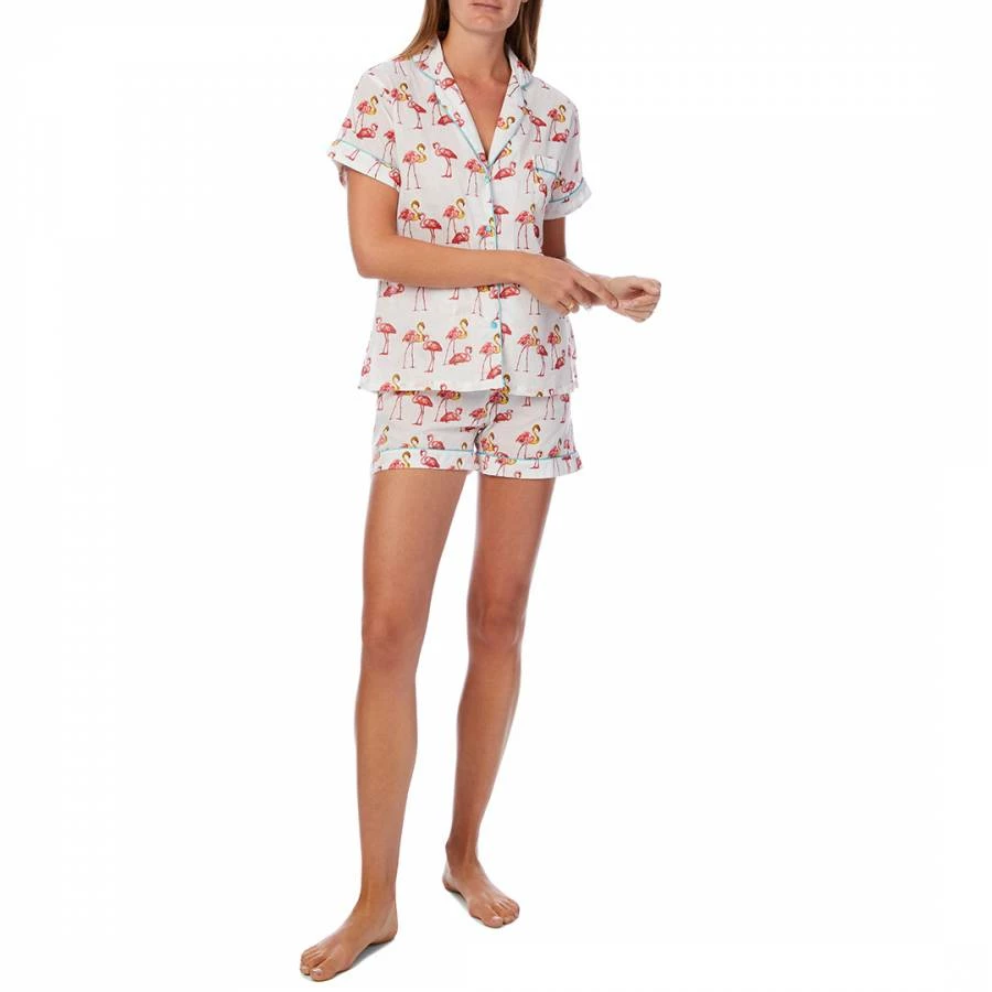 Cottonreal Pink/White Deluxe Fine Voile Flamingo Shortie PJ Set 5 Cottonreal Pink/White Deluxe Fine Voile Flamingo Shortie PJ Set - Image 3