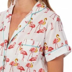 Cottonreal Pink/White Deluxe Fine Voile Flamingo Shortie PJ Set 10 Cottonreal Pink/White Deluxe Fine Voile Flamingo Shortie PJ Set -JacketsSale Sales 17060461 4