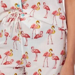 Cottonreal Pink/White Deluxe Fine Voile Flamingo Shortie PJ Set 11 Cottonreal Pink/White Deluxe Fine Voile Flamingo Shortie PJ Set -JacketsSale Sales 17060461 5