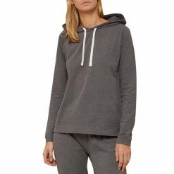 N掳路 Eleven Charcoal Marl Cotton Jersey Hooded Top