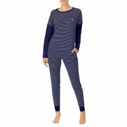 Lauren Ralph Lauren Navy Stripe Jersey Pyjama Set