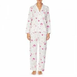 Lauren Ralph Lauren Pink/White Classic Long Sleeved Pyjama Set