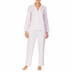 Lauren Ralph Lauren Pink Brushed Herringbone Long Sleeved Pyjama Set