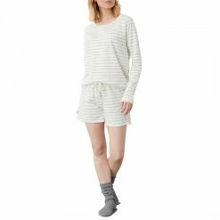 N°· Eleven Cream / Grey Stripe Cotton Jersey Short Set