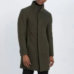 Gianni Feraud Khaki Classic Wool Blend Coat