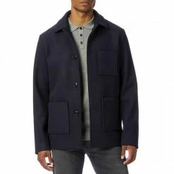 Gianni Feraud Navy Tony Wool Blend Overshirt