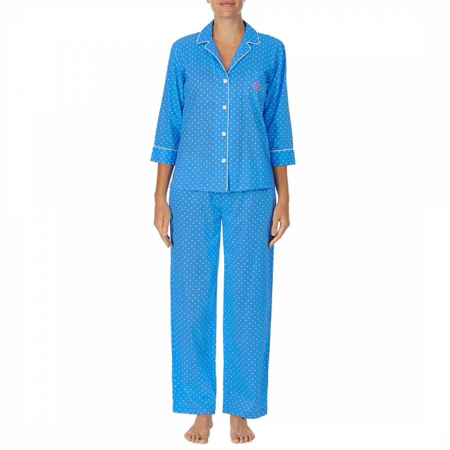 Lauren Ralph Lauren Blue Dot Long Pyjama Set 3 Lauren Ralph Lauren Blue Dot Long Pyjama Set