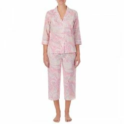 Lauren Ralph Lauren Pink Paisley Cotton Capri Pyjama Set
