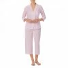 Lauren Ralph Lauren Pink Stripe Cotton Capri Pyjama Set -JacketsSale Sales 17553620 1