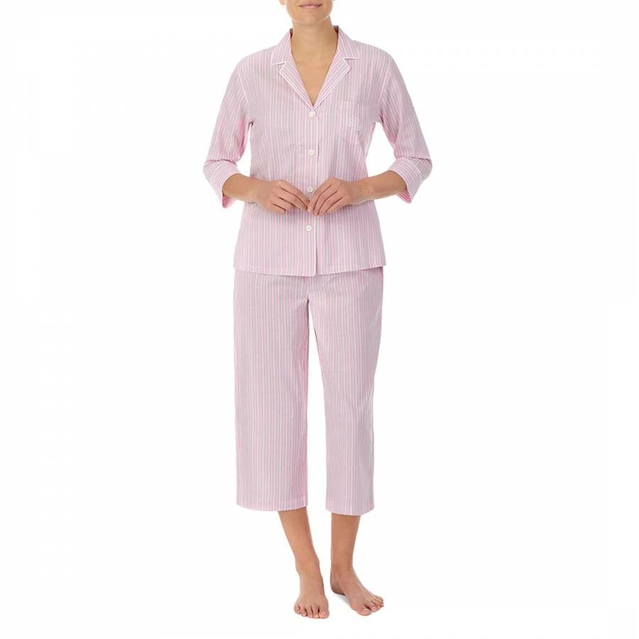 Lauren Ralph Lauren Pink Stripe Cotton Capri Pyjama Set 3 Lauren Ralph Lauren Pink Stripe Cotton Capri Pyjama Set