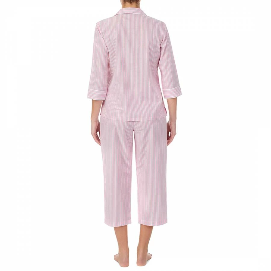 Lauren Ralph Lauren Pink Stripe Cotton Capri Pyjama Set 4 Lauren Ralph Lauren Pink Stripe Cotton Capri Pyjama Set - Image 2
