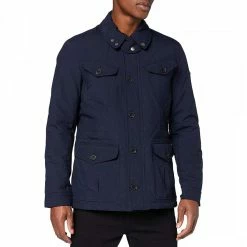 Hackett London Navy Fenton Quilted Water Resistance Jacket