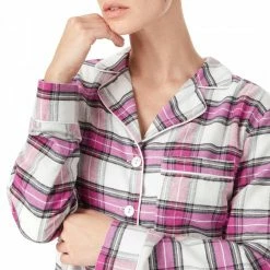 Laycuna London Pink Check Long Sleeve Short Set -JacketsSale Sales 17604568 3