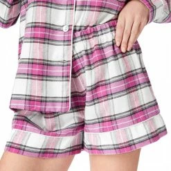 Laycuna London Pink Check Long Sleeve Short Set -JacketsSale Sales 17604568 4