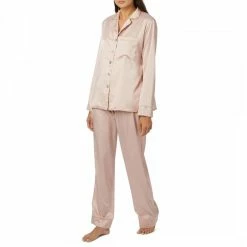 Laycuna London Pink Silk Satin Long PJ Set