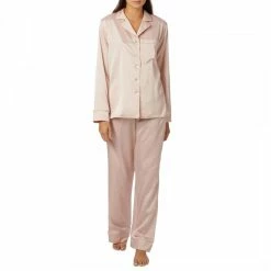 Laycuna London Pink Silk Satin Long PJ Set -JacketsSale Sales 17604595 3