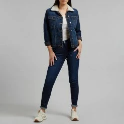 Lee Jeans Blue Button Through Cotton Denim Jacket 8 Lee Jeans Blue Button Through Cotton Denim Jacket -JacketsSale Sales 17698109 7