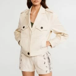 CLAUDIE PIERLOT Ecru Virtuose Cotton Jacket -JacketsSale Sales 17704518 3