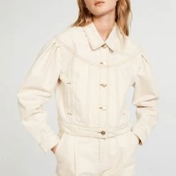 CLAUDIE PIERLOT Pale Pink Vanise Cotton Denim Jacket