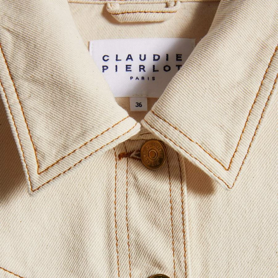 CLAUDIE PIERLOT Pale Pink Vanise Cotton Denim Jacket 6 CLAUDIE PIERLOT Pale Pink Vanise Cotton Denim Jacket - Image 4