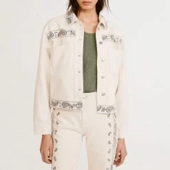 CLAUDIE PIERLOT Ecru Vantelle Cotton Denim Jacket