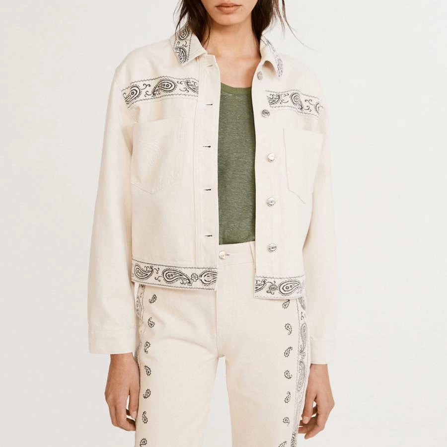 CLAUDIE PIERLOT Ecru Vantelle Cotton Denim Jacket 3 CLAUDIE PIERLOT Ecru Vantelle Cotton Denim Jacket