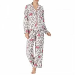 Grey DKNY Print Long Pj Set