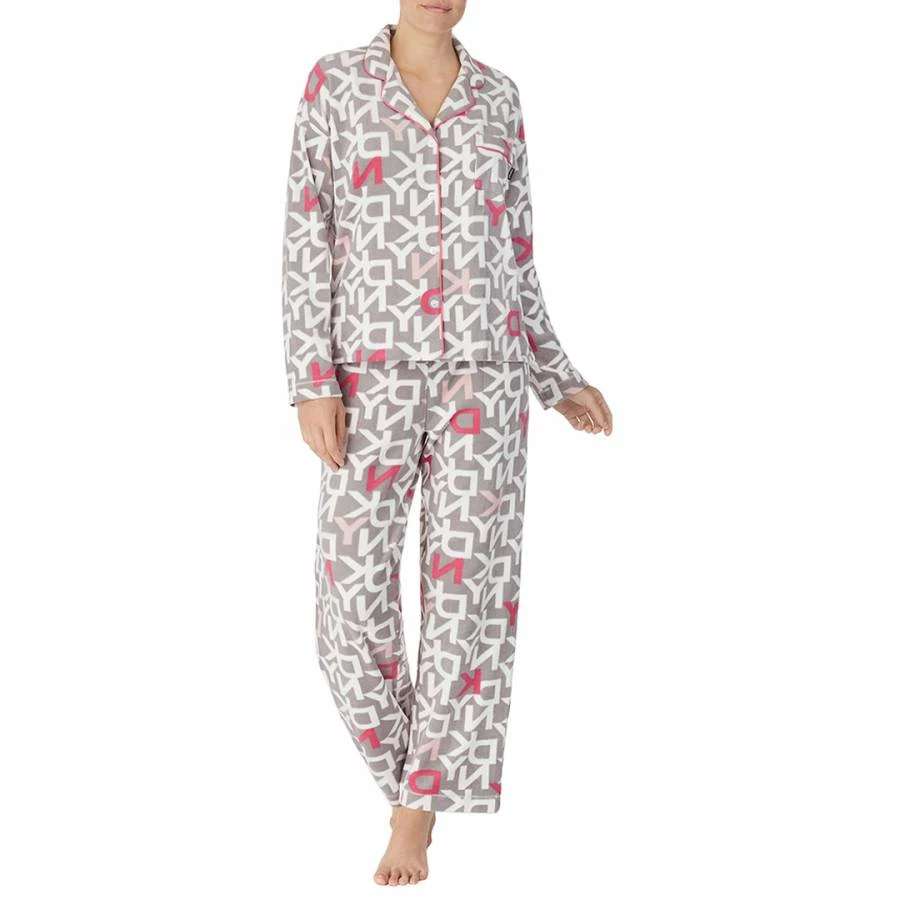 Grey DKNY Print Long Pj Set 3 Grey DKNY Print Long Pj Set