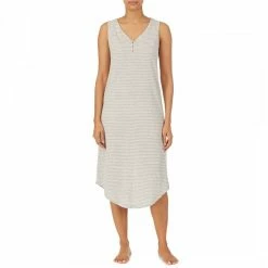 Lauren Ralph Lauren Grey Scallop Neck Midi Sleep Gown