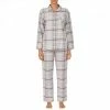 Lauren Ralph Lauren Grey Paid Brushed Woven Pyjama Set -JacketsSale Sales 17829376 1