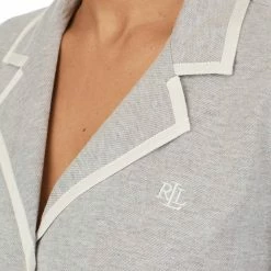Lauren Ralph Lauren Grey Knit Twill Long Sleeve Sleepshirt -JacketsSale Sales 17829401 3