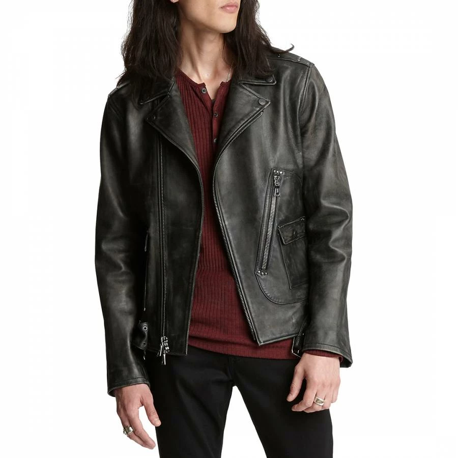 John Varvatos Black Spray Dyed Leather Jacket 3 John Varvatos Black Spray Dyed Leather Jacket