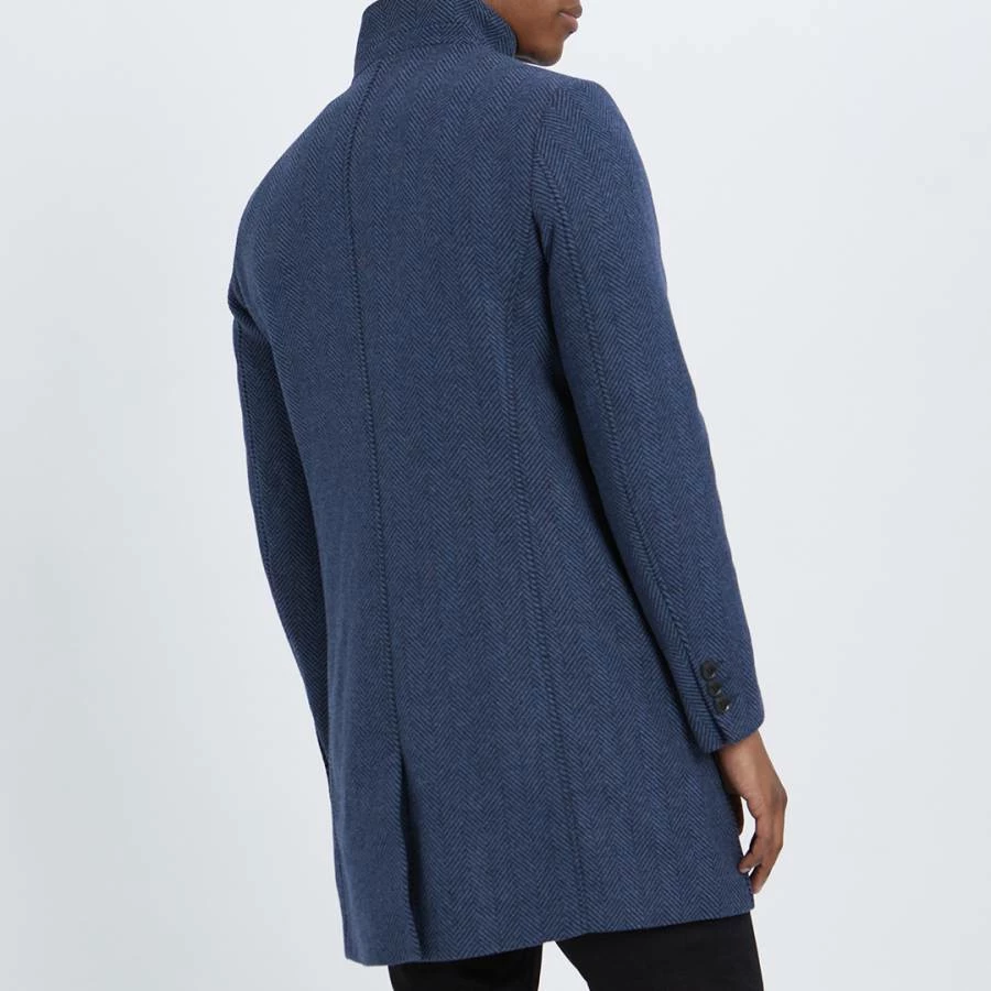 Gianni Feraud Navy Check Classic Wool Blend Coat 4 Gianni Feraud Navy Check Classic Wool Blend Coat - Image 2