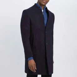 Gianni Feraud Navy Clemont Wool Blend Coat