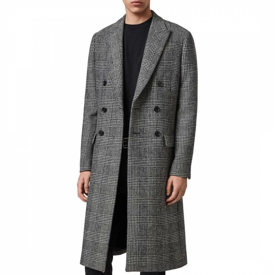 AllSaints Black Danson Check Wool Blend Coat 3 AllSaints Black Danson Check Wool Blend Coat