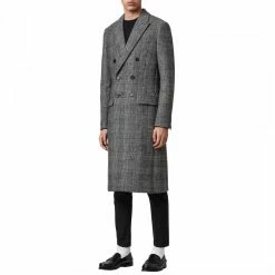 AllSaints Black Danson Check Wool Blend Coat 7 AllSaints Black Danson Check Wool Blend Coat -JacketsSale Sales 17898332 3