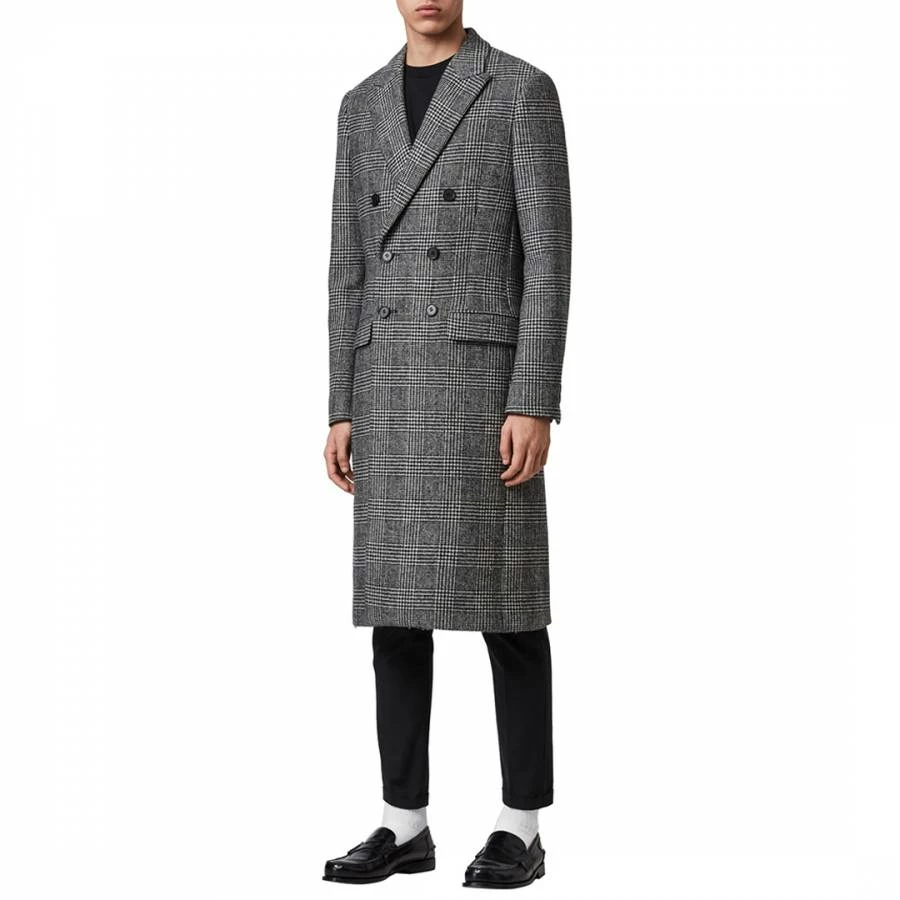 AllSaints Black Danson Check Wool Blend Coat 5 AllSaints Black Danson Check Wool Blend Coat - Image 3