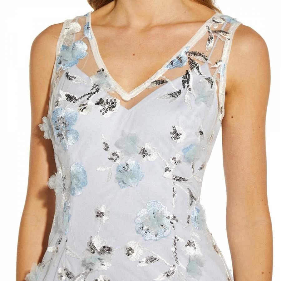 Adrianna Papell Blue Floral Embroidery Dress 6 Adrianna Papell Blue Floral Embroidery Dress - Image 4