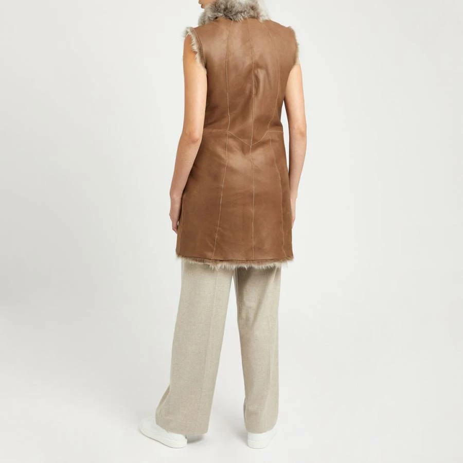 Max And Zac London Beige Long Reversible Shearling Gilet 5 Max And Zac London Beige Long Reversible Shearling Gilet - Image 3