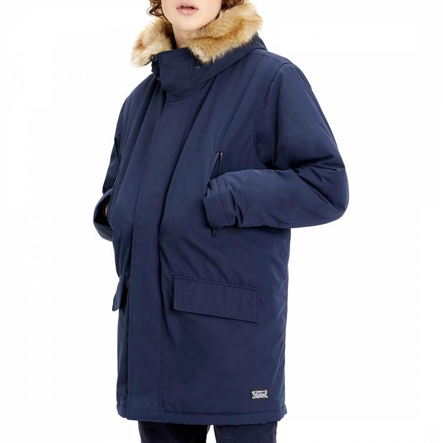 Levi's Blue Longline Cotton Blend Parka Jacket 3 Levi's Blue Longline Cotton Blend Parka Jacket