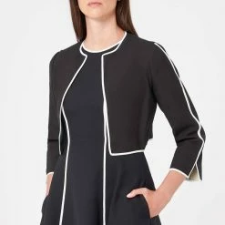 PAULE KA Black/ Cream Cropped Cotton Jacket