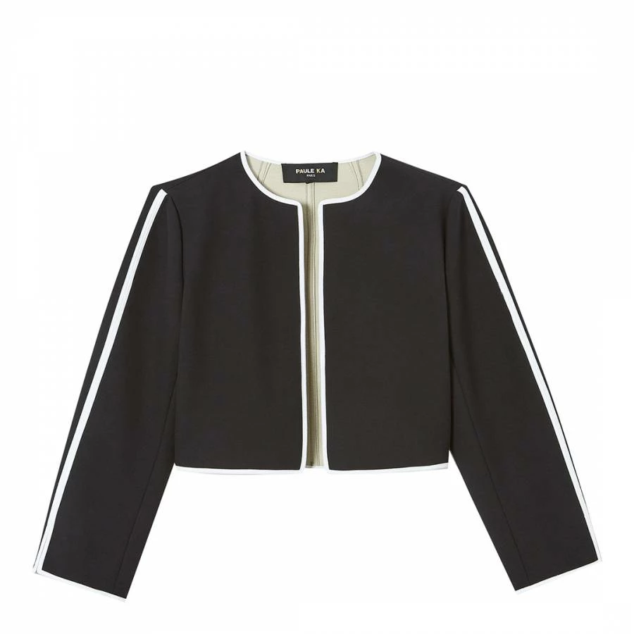 PAULE KA Black/ Cream Cropped Cotton Jacket 6 PAULE KA Black/ Cream Cropped Cotton Jacket - Image 4