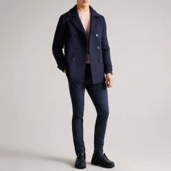 Ted Baker Navy Grilld Wool Peacoat -JacketsSale Sales 17953798 3