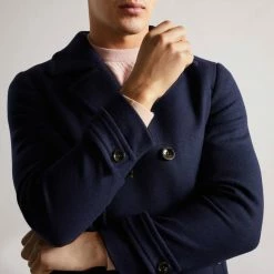 Ted Baker Navy Grilld Wool Peacoat -JacketsSale Sales 17953798 4